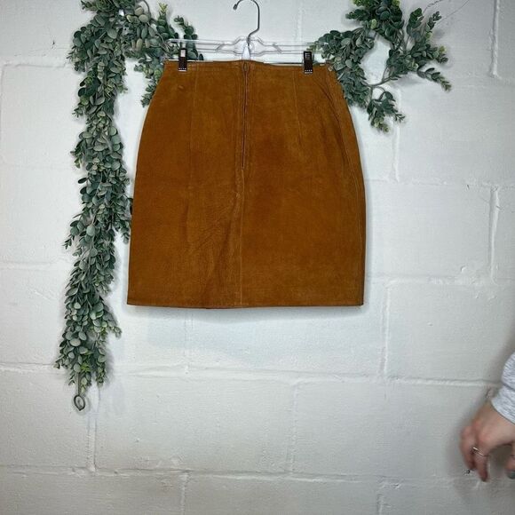 Brandon Thomas | women tan leather mini pencil skirt - Picture 13 of 13